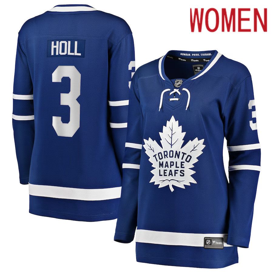 Women Toronto Maple Leafs #3 Justin Holl Fanatics Branded Blue Home Breakaway Player NHL Jersey